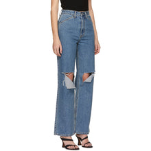 DRAE Blue Destroyed Mid-Rise Jeans
