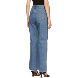 DRAE Blue Destroyed Mid-Rise Jeans