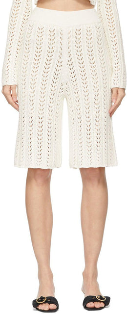 DRAE Off-White Net Knit Long Shorts - Drae tricot de tricot blanc cassé - Drae Off-White net knit long shorts.
