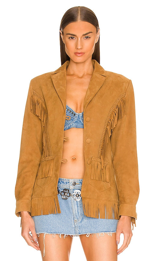 DUNDAS x REVOLVE Lee Fringe Leather Jacket in Tan Dundas x Revolve Lee Fringe en cuir veste en bronzage Dundas X旋转Lee Fringe皮夹克棕褐色