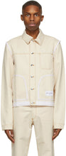 Daniel W. Fletcher Beige Denim Contrast Stitch Jacket - Daniel W. Fletcher Veste de point de contraste en denim beige - Daniel W. Fletcher 베이지 데님 콘트라스트 스티치 재킷