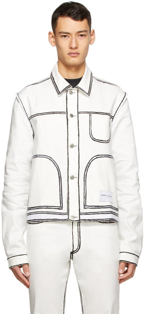 Daniel W. Fletcher Off-White Painted Edge Jacket - Daniel W. Fletcher Veste de bord peint en blanc cassé - Daniel W. Flether Off-White Painted Edge Jacket.