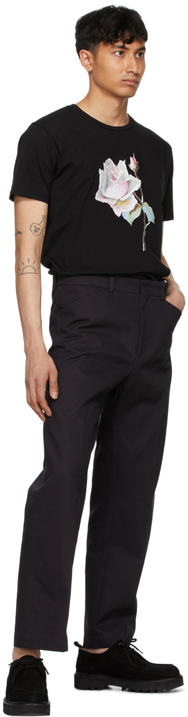 Davi Paris Black Printed Rose T-Shirt