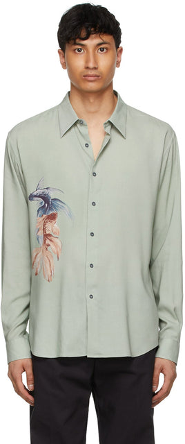 Davi Paris Green Fish Printed Shirt - Chemise imprimée poisson vert Davi Paris - 데이비 파리 녹색 물고기 인쇄 셔츠