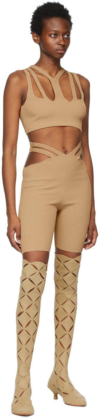Dion Lee Beige Lustrate Fork Shorts