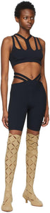 Dion Lee Black Lustrate Fork Shorts
