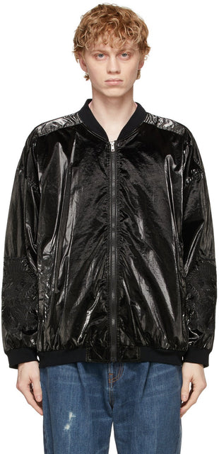 Doublet Black Gradation Chaos Embroidery Bomber Jacket - Doublet Noir Veste de bombarderie Chaos Broderie Chaos - Doublet Black Gradation 혼돈 자수 폭격 자켓