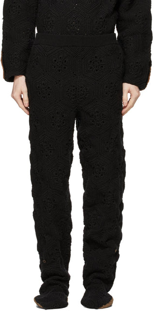 Doublet Black Hand-Crochet Bear Sweatpants - Pantalon de survêtement Bear-Crochet de la main noire Doublet - Doublet 검은 손으로 크로 셰 뜨개질 곰 스웨트 팬츠