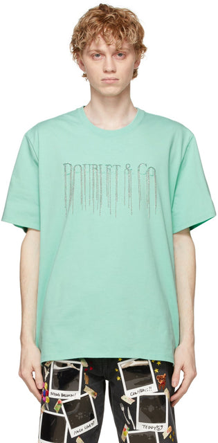 Doublet Green Chain Fringe Embroidery T-Shirt - T-shirt de broderie à la chaîne verte doublet - 더블 렛 그린 체인 프린지 자 수 티셔츠