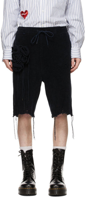 Doublet Navy Flower Corsage Shorts - Doublet Navy Flower Corsage Short - Doublet Navy Flower Corsage 반바지