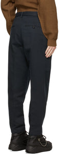 Doublet Navy Silk Chino Trousers