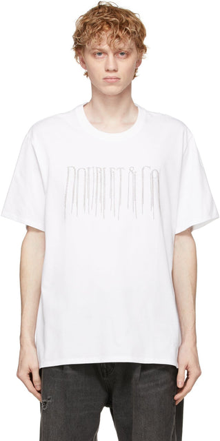 Doublet White Chain Fringe Embroidery T-Shirt - T-shirt de broderie frange à chaîne blanche doublet - Doublet 화이트 체인 프린지 자수 티셔츠