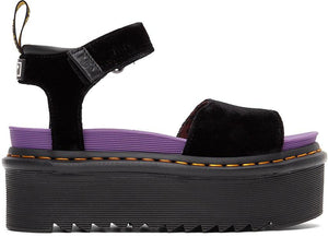 Dr. Martens Black X-Girl Edition Velvet Platform Sandals - Dre Martens Sandales de plate-forme Velvet Edition X-Girl Edition - Dr. Martens Black X Girl Edition 벨벳 플랫폼 샌들