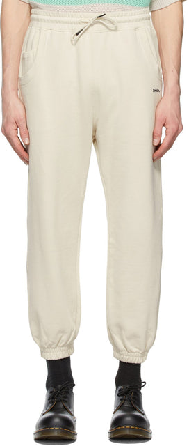 DrÃ´le De Monsieur Beige Logo Sweatpants - Dröple de Monsieur Beige Logo Pantalons de survêtement - DrÃ'le de Monsieur 베이지 로고 스웨트 팬츠