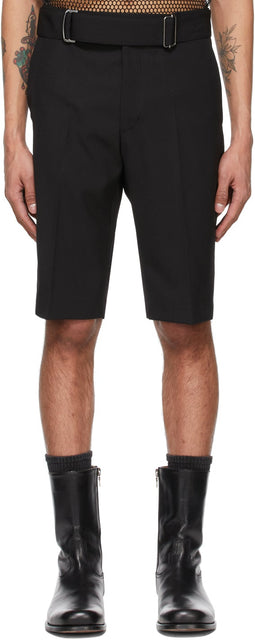 Dries Van Noten Black Belted Shorts - Sèche les shorts ceinturé noir - 밴 벨트 벨트 반바지를 마르고 있습니다