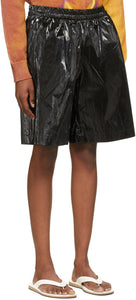 Dries Van Noten Black Coated Long Shorts