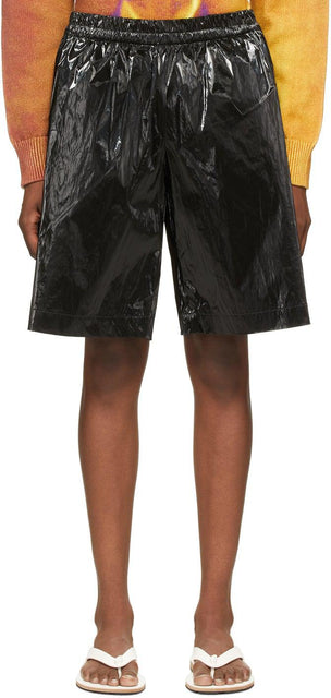 Dries Van Noten Black Coated Long Shorts - DRIES VAN NOTE NOTE NOIR COURS ENVATEURS - 밴, 밴, 검은 색 코팅 된 긴 반바지를 건조합니다