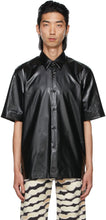 Dries Van Noten Black Coated Short Sleeve Shirt - Chemise à manches courtes à manches courtes revêtues noires - 밴 밴 알코올 블랙 코팅 짧은 소매 셔츠