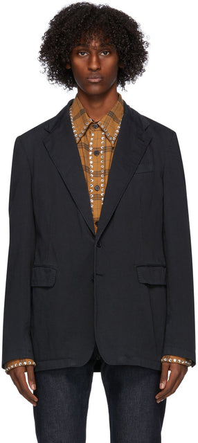 Dries Van Noten Black Cotton Blazer - Dries Van Noten Black Cotton Blazer - 밴 알코올 검은 면화 블레이저 건조