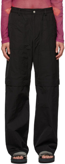 Dries Van Noten Black Crinkled Taffeta Trousers - Dries Van Noten Pantalon de taffetas froissé noir - 밴 알코올 블랙 스커미 Taffeta 바지