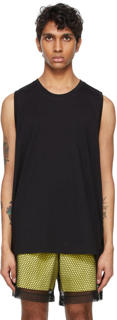 Dries Van Noten Black Jersey Tank Top - DRIES VAN NOTE NOTE JERSEY DOCUN - 밴 알지 흑인 저지 탱크 탑