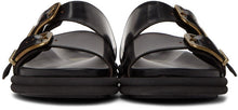 Dries Van Noten Black Leather Slip-On Sandals