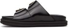 Dries Van Noten Black Leather Slip-On Sandals
