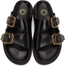 Dries Van Noten Black Leather Slip-On Sandals