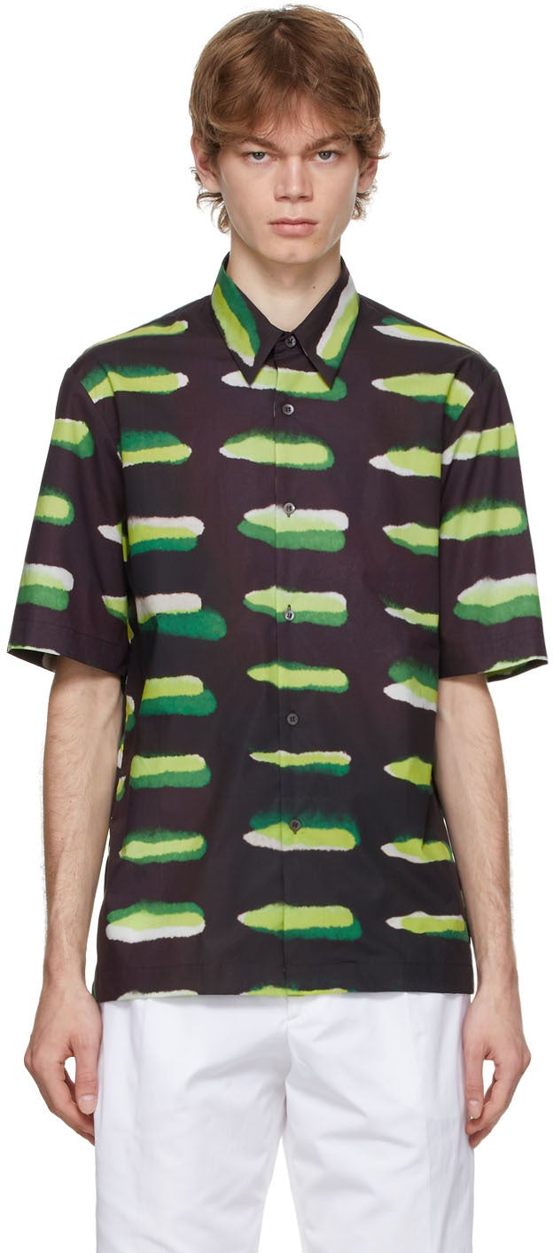 Dries Van Noten Black Len Lye Edition Poplin Short Sleeve Shirt - DRIES VAN NOTE NOIRE LEN LUE EDIME POPLINE POPLINE POPLINE CHEMISE - 밴 알지 블랙 Len Lye Edition Poplin 짧은 소매 셔츠