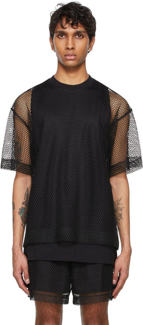 Dries Van Noten Black Mesh T-Shirt - Dries Van T-shirt Noir Mesh Noir - 바퀴 밴 알코올 블랙 메쉬 티셔츠