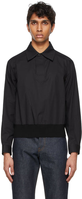 Dries Van Noten Black Poplin Shirt - DRIES VAN NOTE NOIN CHEMISE DE POPLIN - 밴 알코올 블랙 포플린 셔츠