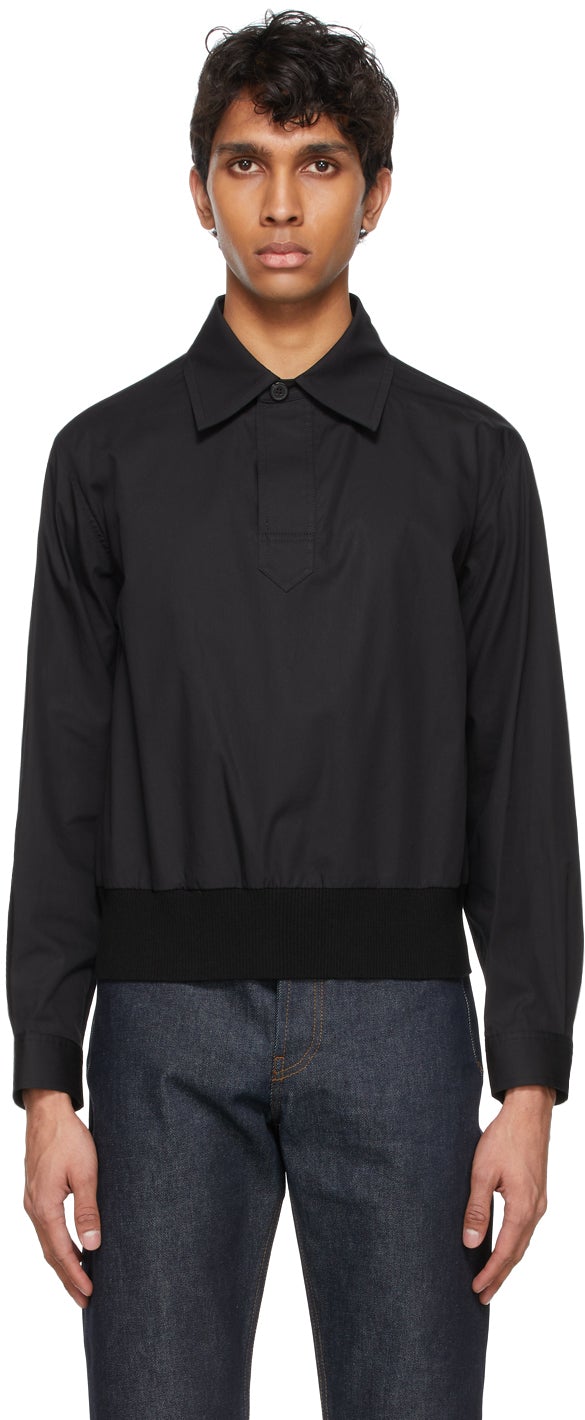 Dries Van Noten Black Poplin Shirt - DRIES VAN NOTE NOIN CHEMISE DE POPLIN - 밴 알코올 블랙 포플린 셔츠