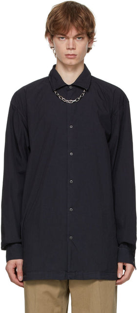 Dries Van Noten Black Poplin Shirt - DRIES VAN NOTE NOIN CHEMISE DE POPLIN - 밴 알코올 블랙 포플린 셔츠