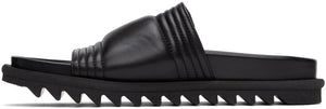 Dries Van Noten Black Quilted Leather Slides