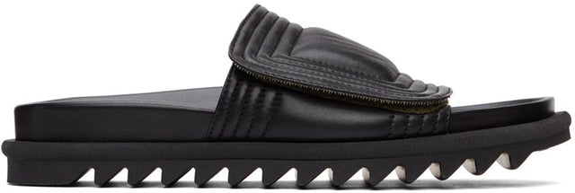 Dries Van Noten Black Quilted Leather Slides - DRIES VAN NOEN NOTE NOIR CUIR - 밴 알코올 블랙 퀼트 가죽 슬라이드