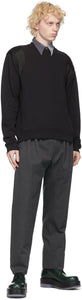 Dries Van Noten Black Satin Trim Sweatshirt