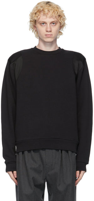 Dries Van Noten Black Satin Trim Sweatshirt - Sweat-shirt de garniture satinée noire - 밴 알코올 검은 새틴 트림 스웨터를 건조합니다