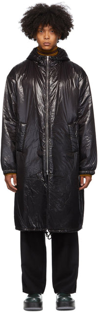 Dries Van Noten Black Shiny Long Coat - Sèche Van Noten Black Brillant manteau long - 밴 알코올 검은 빛나는 긴 코트를 마른다