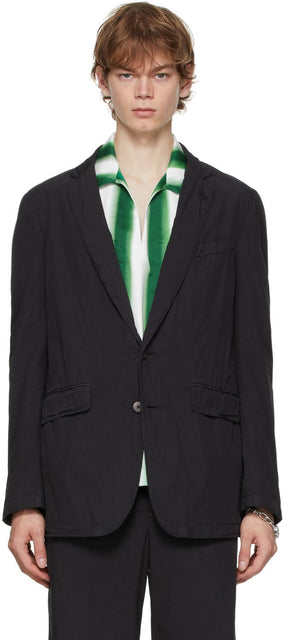 Dries Van Noten Black Single Button Blazer - Dries VAN NOTE NOIR BOUTON UNIQUE BLAZER - 밴 밴 알 렌 블랙 싱글 버튼 블레이저