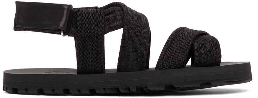 Dries Van Noten Black Strap Sandals - Sèche les sandales de bretelles noires - 밴 알코올 검은 끈 샌들을 마 십니다