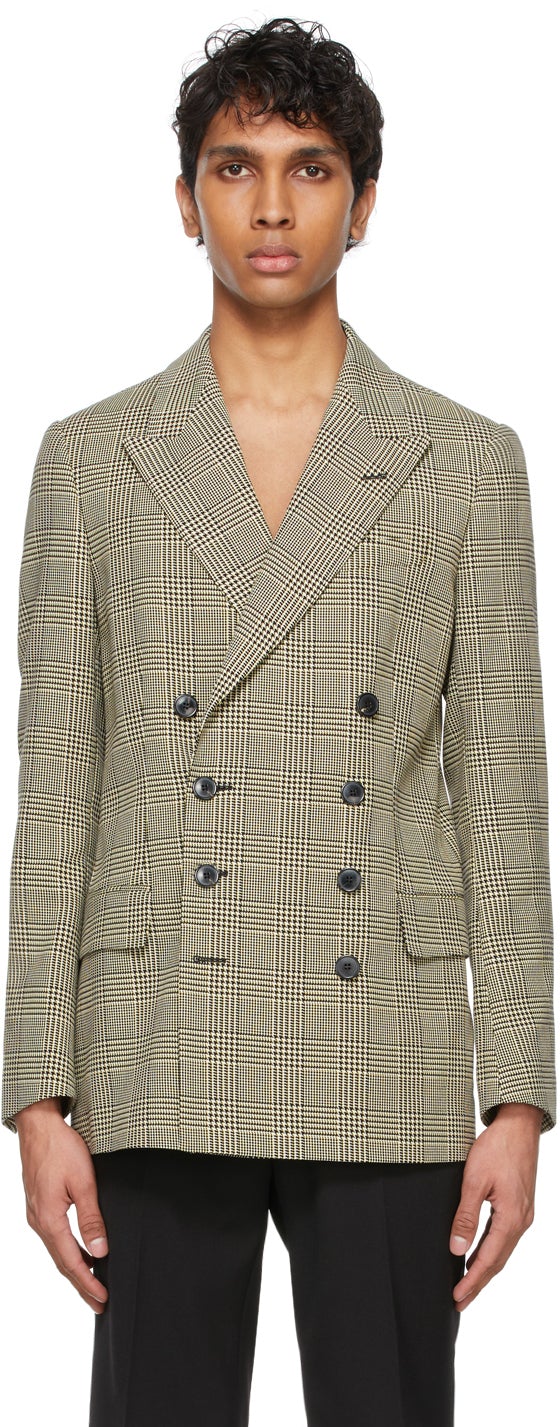 Dries Van Noten Black Twill Checkered Blazer - DRIES VAN NOTEN BLAZER EN TWILL NOIR SWILL - 바퀴 No noten 검은 능직 체크 무늬 블레이저