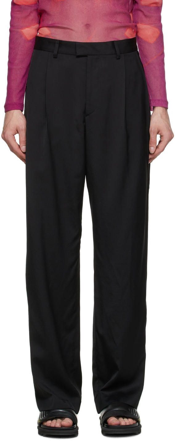 Dries Van Noten Black Twill Trousers - DRIES VAN NOTEN PANTAUX DE TWILL NOIR - 밴, 검은 능직 바지를 건조