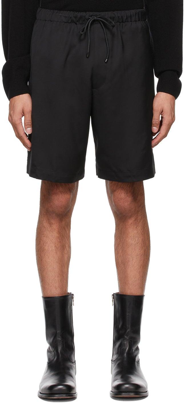 Dries Van Noten Black Viscose Shorts - Stries Van Noten Short de viscose noire - 밴 밴 알코올 검은 비스코스 반바지