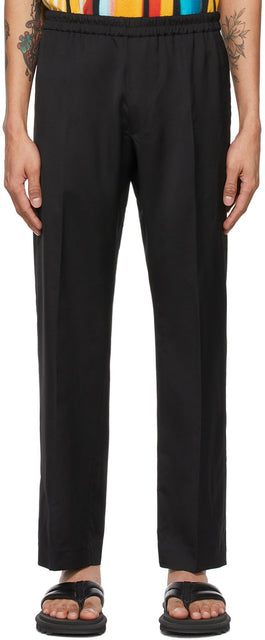 Dries Van Noten Black Viscose Twill Trousers - DRIES VAN NOTE NOIR PANTAUX DE TWILL VISCOSE NOIR - 밴 알코올 검은 viscose 능 직물 바지