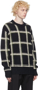 Dries Van Noten Black Wool Check Sweater