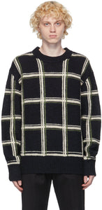 Dries Van Noten Black Wool Check Sweater - Pull de vérification de la laine de laine noire - 밴 알코올 검은 양모 체크 스웨터를 건조시킵니다