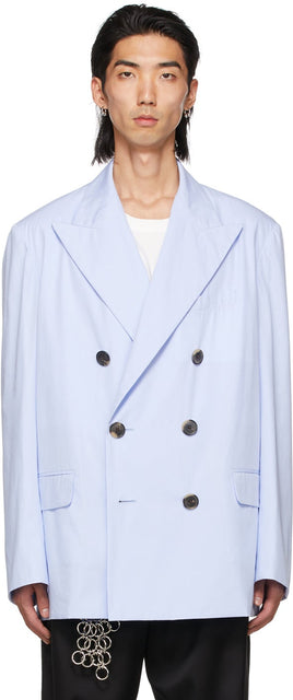 Dries Van Noten Blue Cotton Poplin Blazer - Dries Van Noten Blue Coton Poplin Blazer - 밴, 푸른 면화 포플린 블레이저를 마른다