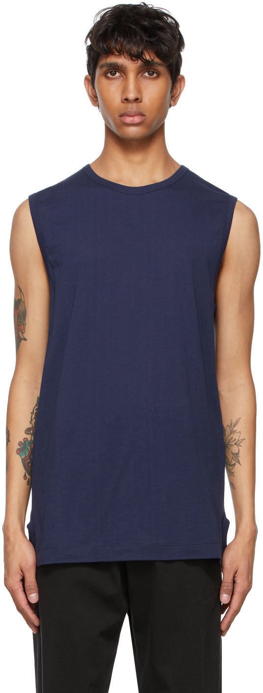 Dries Van Noten Blue Jersey Tank Top - Dries van Noten Jersey Blue Tank - 밴 밴 푸른 저지 탱크 탑을 마시 러