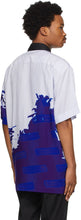 Dries Van Noten Blue Len Lye Edition Contrast Collar Graphic Short Sleeve Shirt