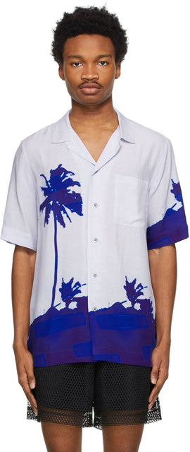 Dries Van Noten Blue Len Lye Edition Graphic Short Sleeve Shirt - Dries Van Noten Blue Len Lye Edition Chemise à manches courtes graphique - 바퀴 밴 알 렌 블루 Len Lye Edition 그래픽 짧은 소매 셔츠